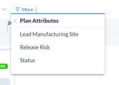 Screenshot: Plan Attribute Filter