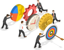 Illustration: Manufacturing teamwork and time management