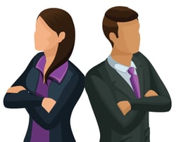 Illustration: two business people, a Male & a Female